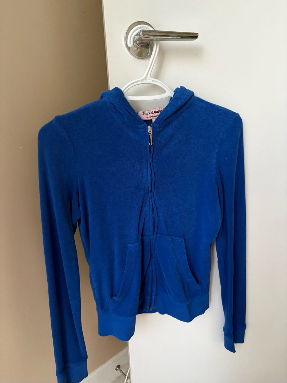 Juicy Couture Blue Velour Zip-Up Hoodie